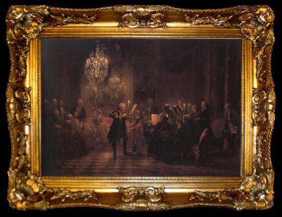 framed  Adolph von Menzel The Flute concert of Frederick the Great at Sanssouci, ta009-2